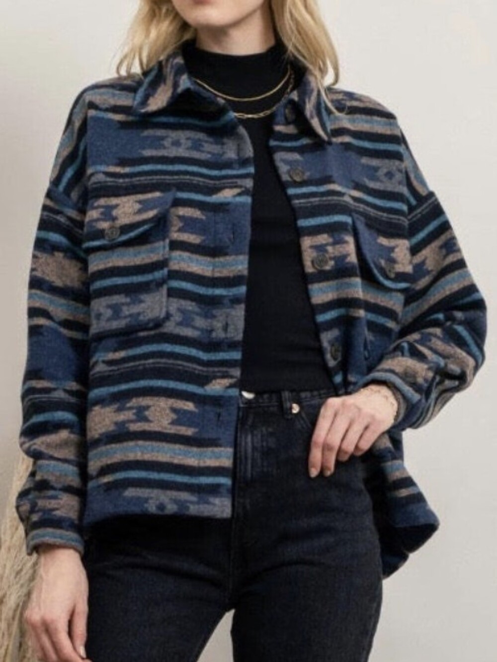 Blu Pepper Flannel Jacket Aztec Print Winter
